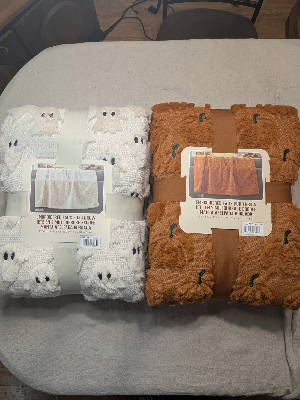 Viral Halloween Blankets Set Of Two Spooky Ghost And Orange Pumpkin